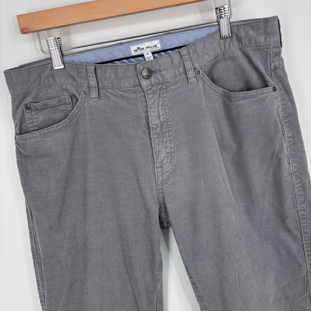 Peter Millar Corduroy 5-Pocket Pants Mens 35x28 Gray Stretch Straight Preppy